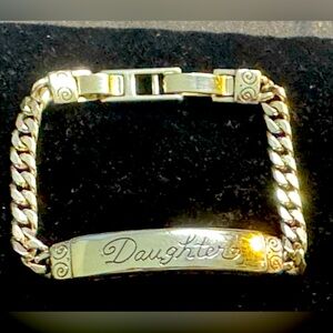 Brighton Daughter Retired Silver Bar Family ID Bracelet  7”